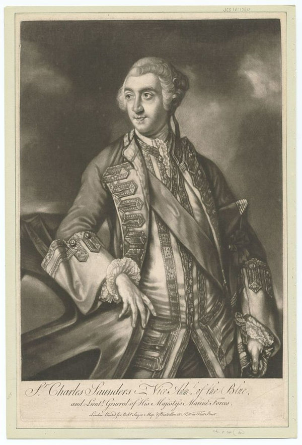 Portrait of Admiral Sir Charles Saunders c.1713-75 Vice-Admiral of the Blue squadron, engraved by James McArdell c.1729-65 