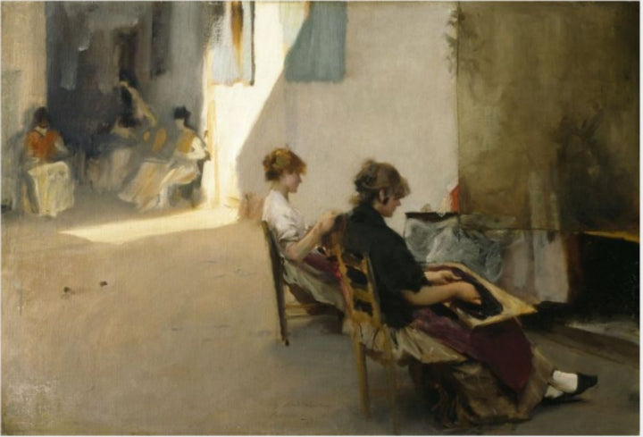 Venetian Bead Stringers I Painting by John Singer Sargent