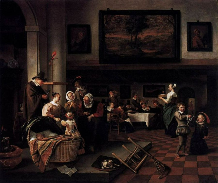 Baptism (So de oude songen, so pypen de jongen) Painting by Jan Steen