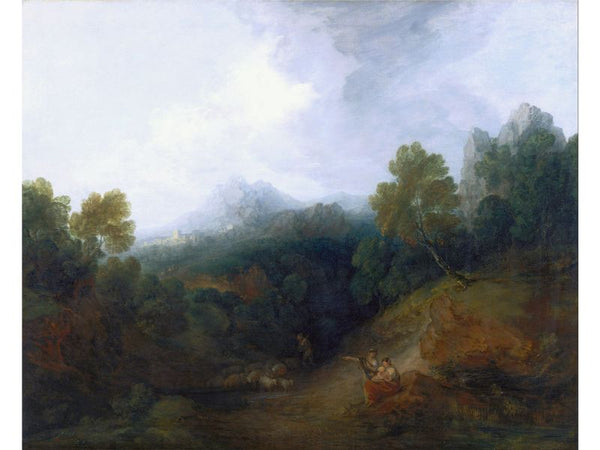 A Mountain Valley with Rustic Figures 