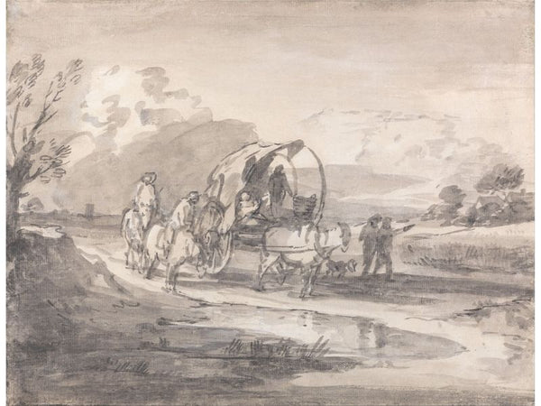 Open Landscape with Herdsman and Covered Cart 