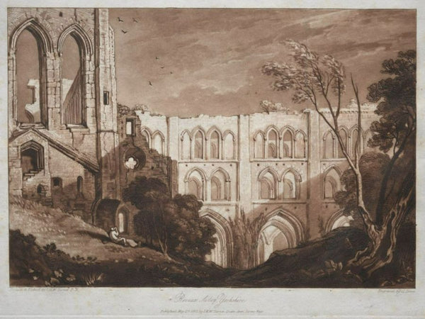 Rivaulx Abbey, from the Liber Studiorum, engraved by Henry Dawe, 1812 
