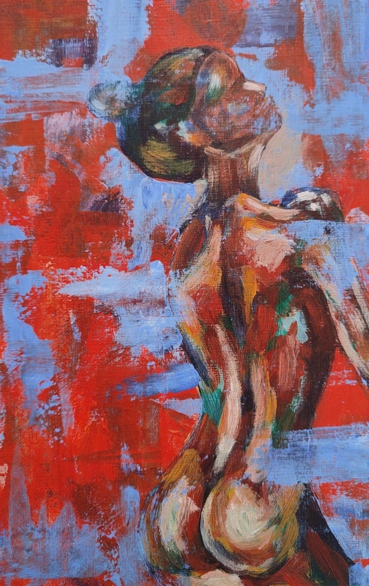 Abstract Red Nude Oil Painting 
