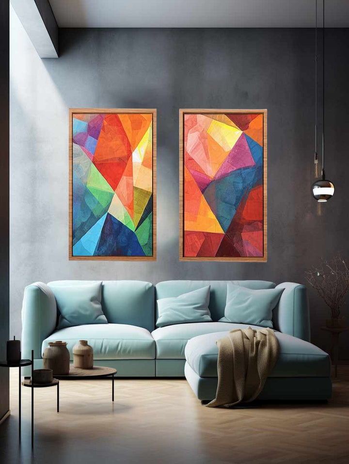 2 Panel Geometric Circle Art Painting