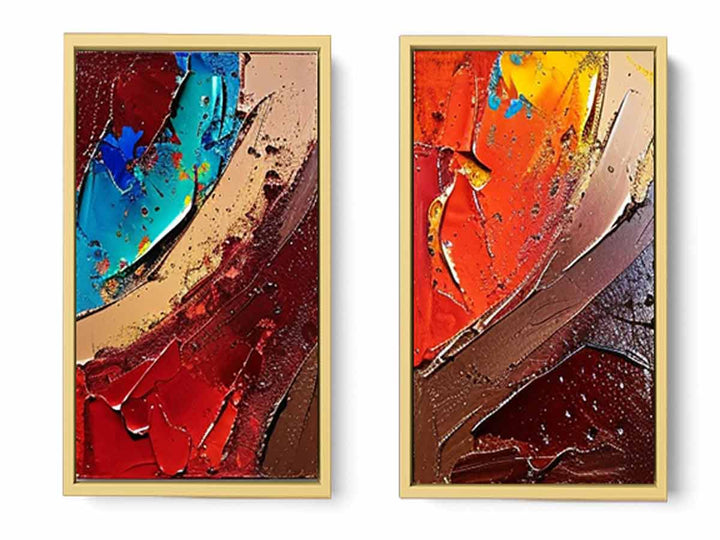 2 Panel Group Art  Painting