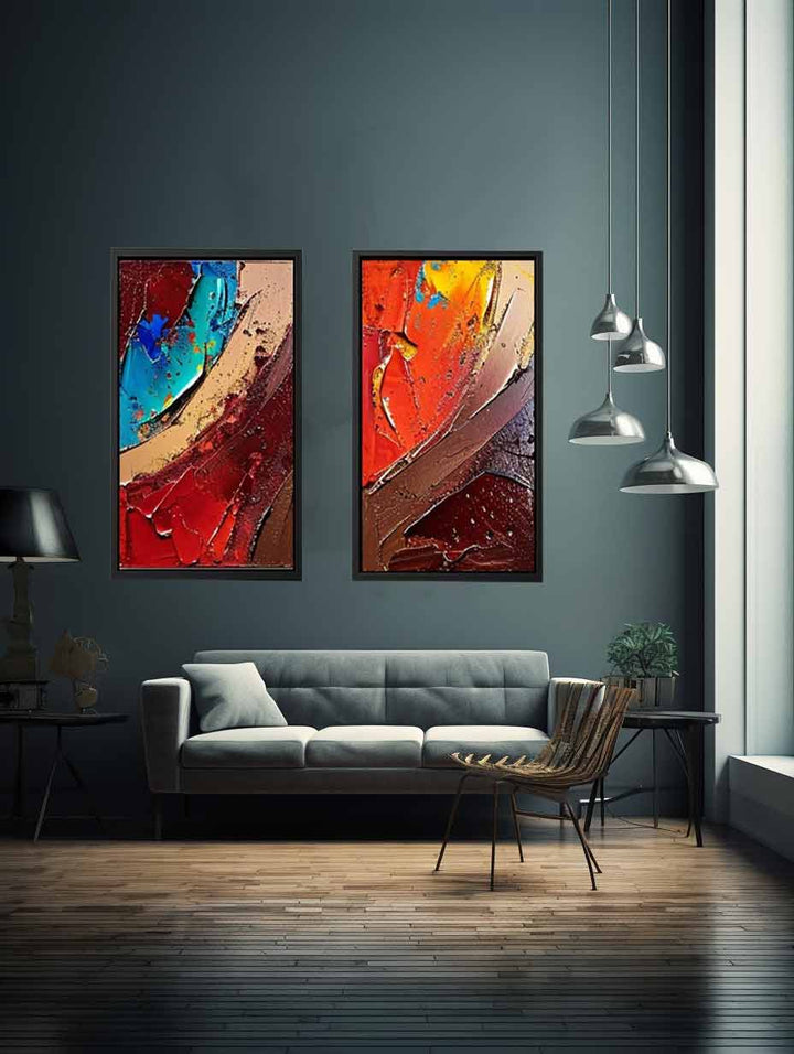 2 Panel Group Art  Painting