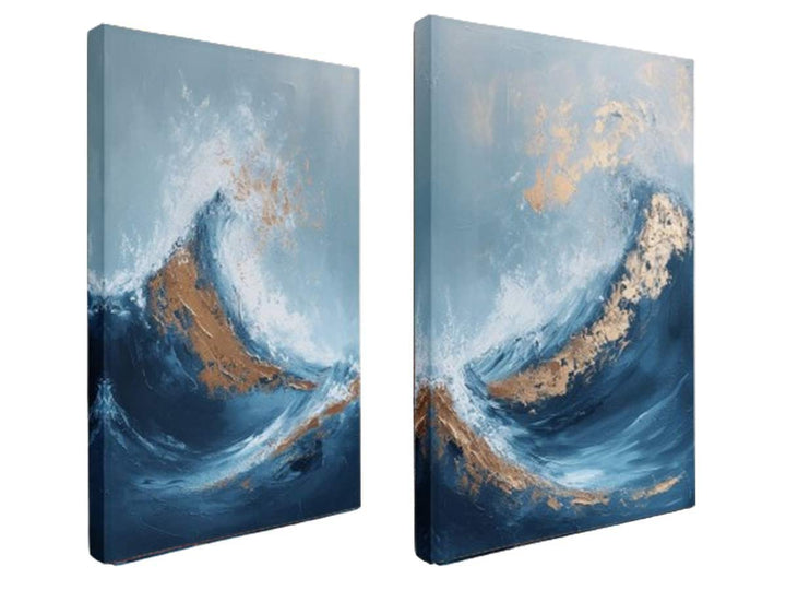 2 piece wave abstract wall art