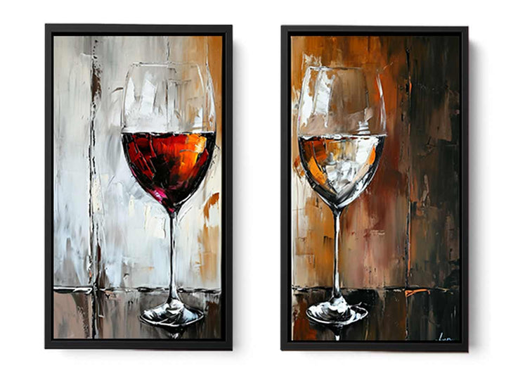 Red and White wine framed art