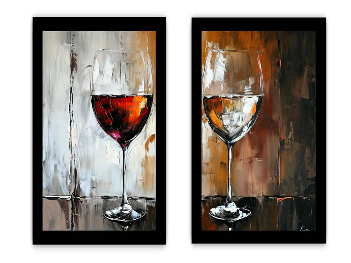 Red and White wine framed art