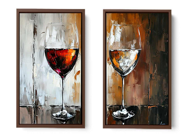 Red and White wine framed art