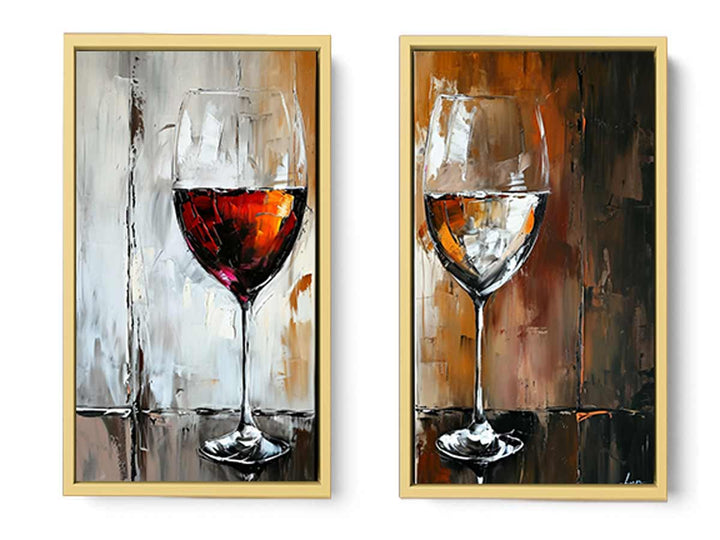 Red and White wine framed art