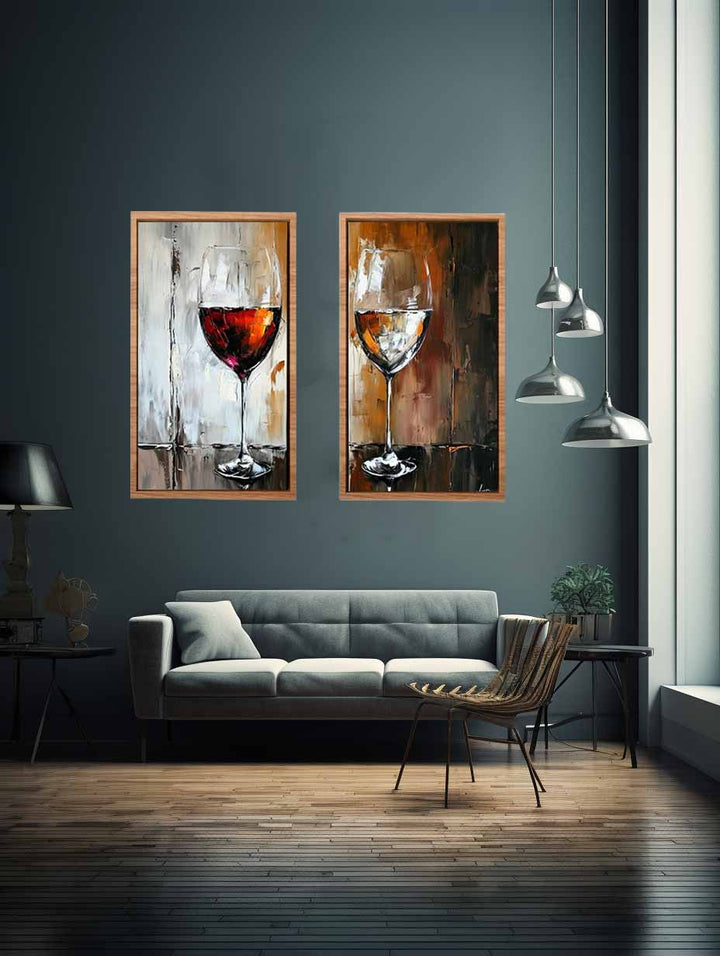 Red and White wine framed art