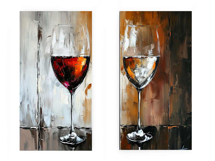Red and White wine framed art