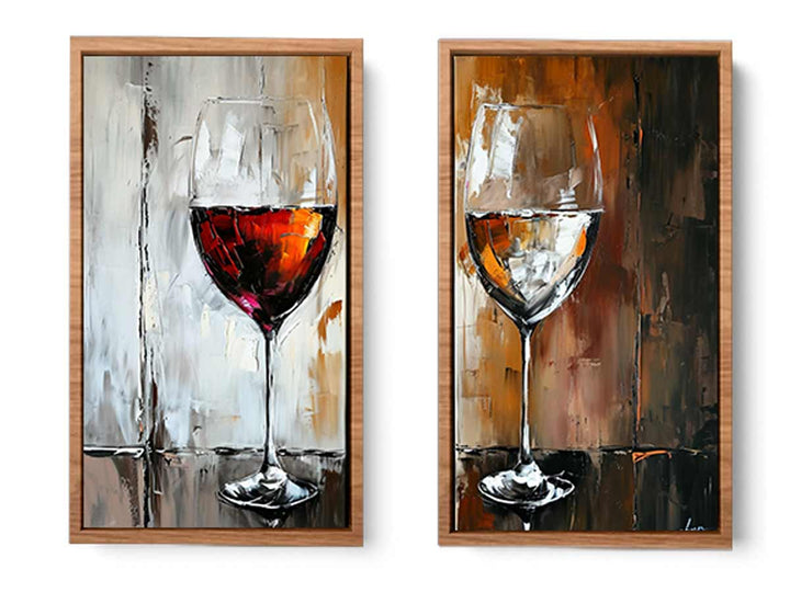 Red and White wine framed art