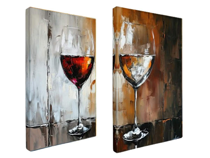 Red and White wine framed art