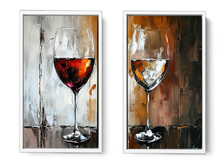 Red and White wine framed art