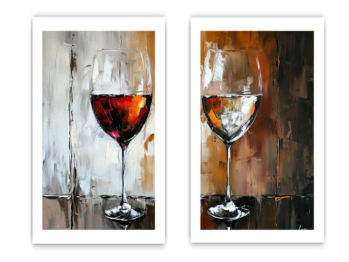 Red and White wine framed art