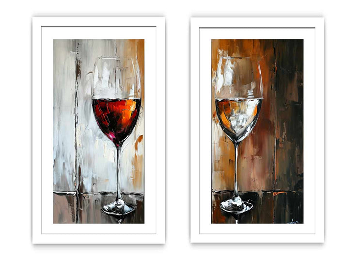 Red and White wine framed art