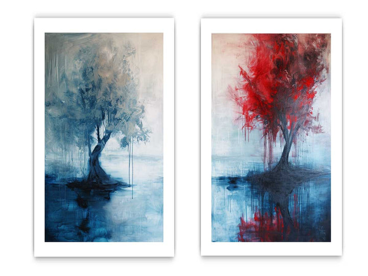 Trees flowin in water  art Set