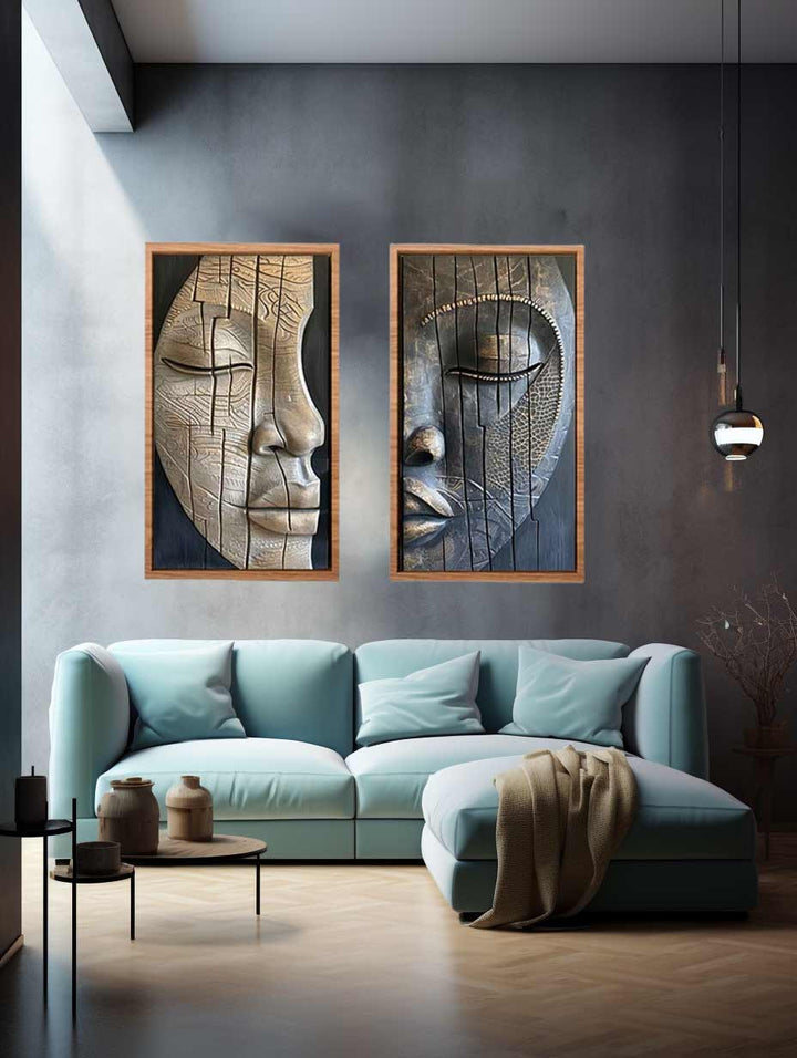 2 Face Wall art Set