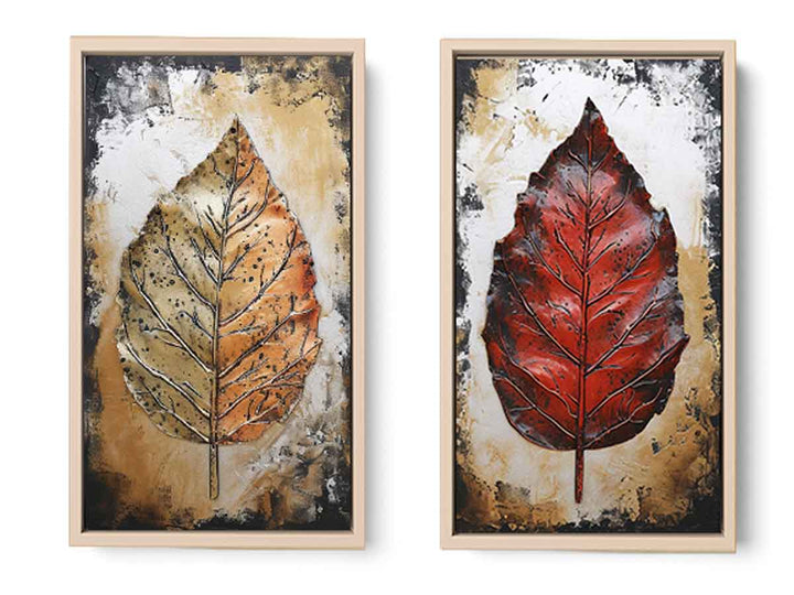 2 Piece Leaf art Painting Set
