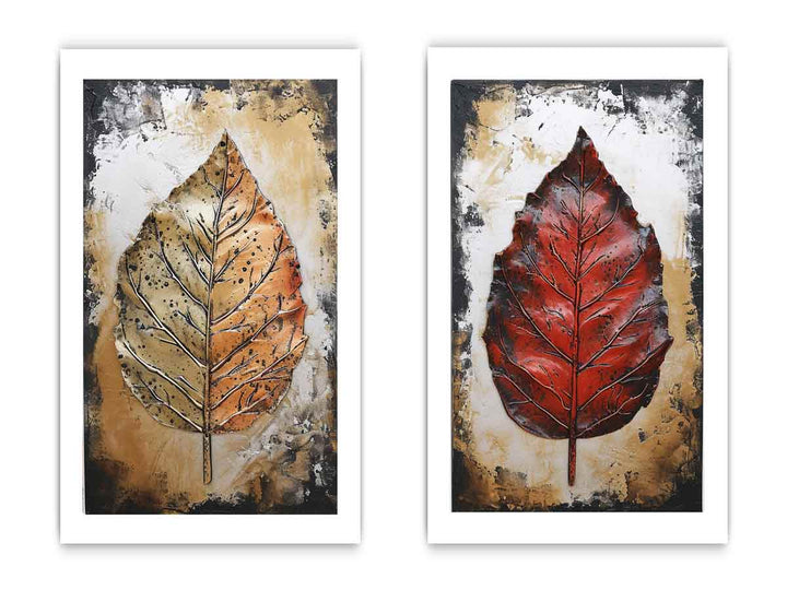 2 Piece Leaf art Painting Set