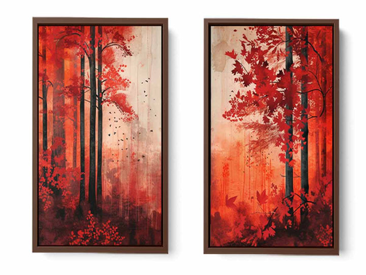 Red Forest Panel Art