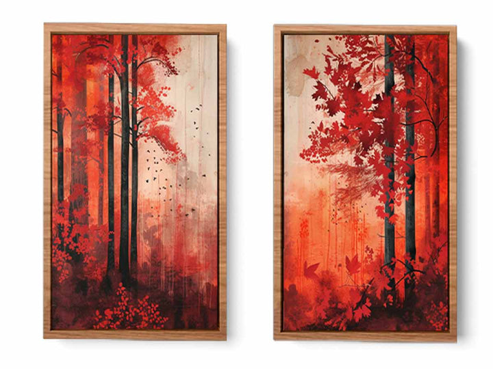 Red Forest Panel Art