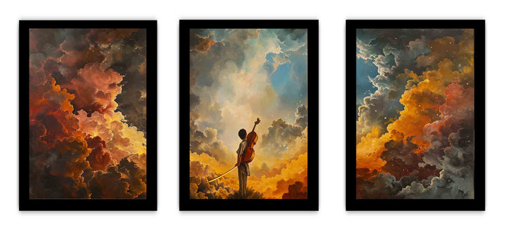 3 Panel Violin Painting