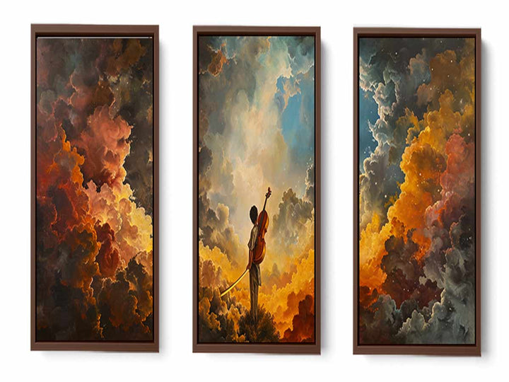 3 Panel Violin Painting