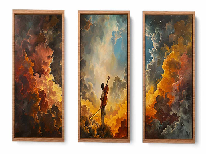 3 Panel Violin Painting
