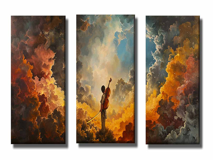 3 Panel Violin Painting