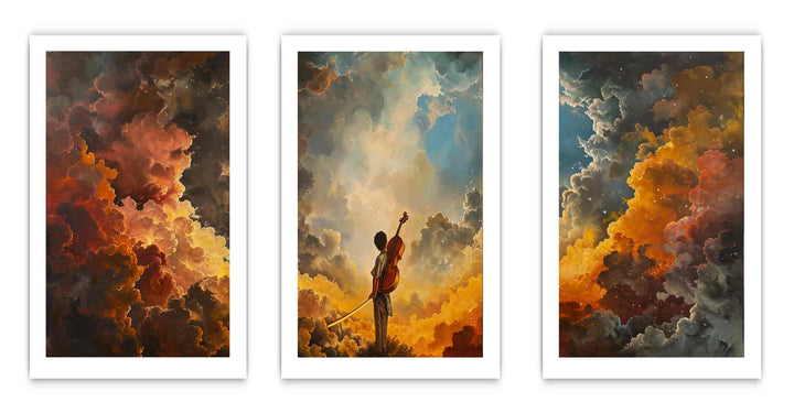 3 Panel Violin Painting