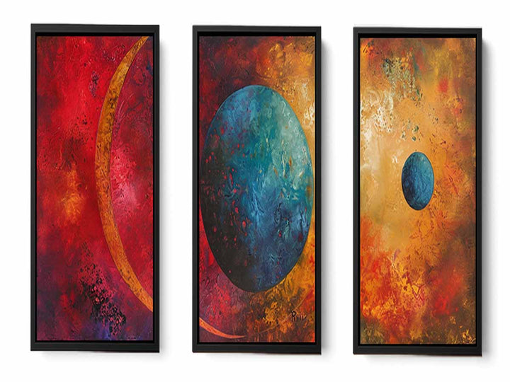 3 piece earth moon painting