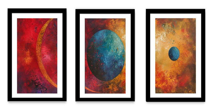 3 piece earth moon painting