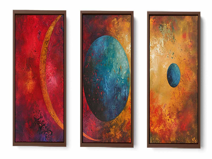 3 piece earth moon painting