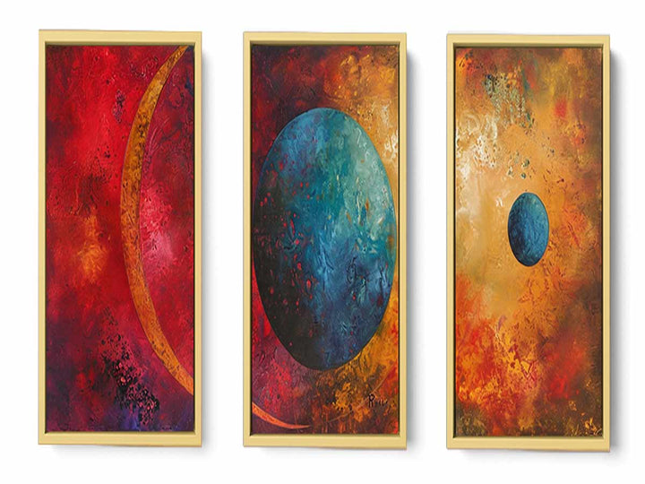 3 piece earth moon painting