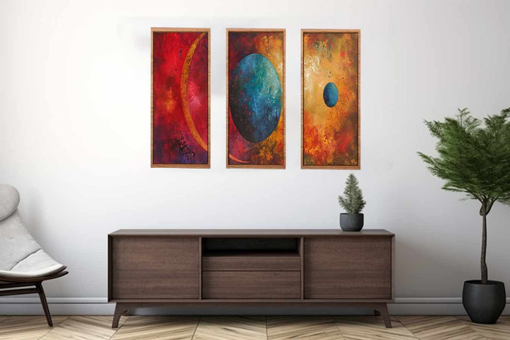 3 piece earth moon painting