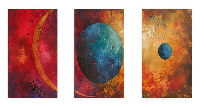 3 piece earth moon painting