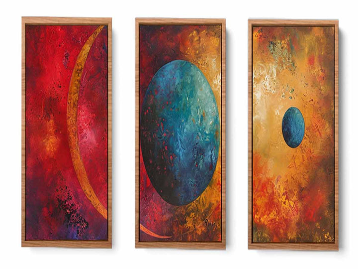3 piece earth moon painting