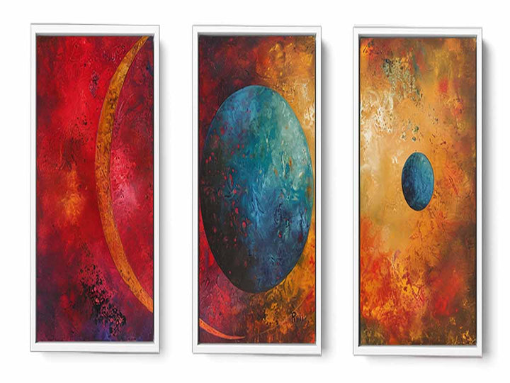 3 piece earth moon painting