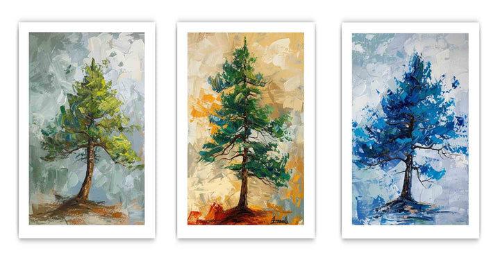 Pine Tree  Painting - 3Pcs Set