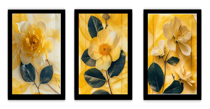 Botanical Yellow Flowers  - 3 Piece Set