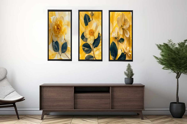 Botanical Yellow Flowers  - 3 Piece Set