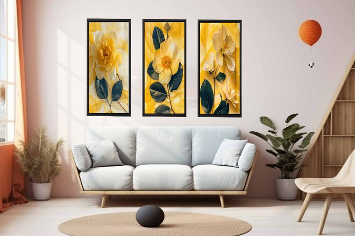 Botanical Yellow Flowers  - 3 Piece Set