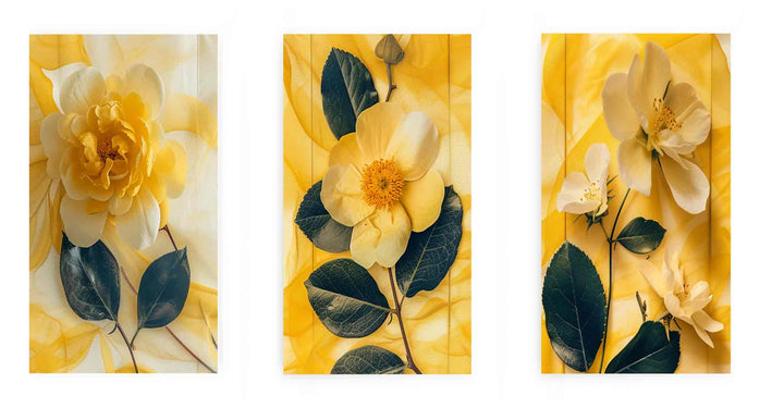 Botanical Yellow Flowers  - 3 Piece Set