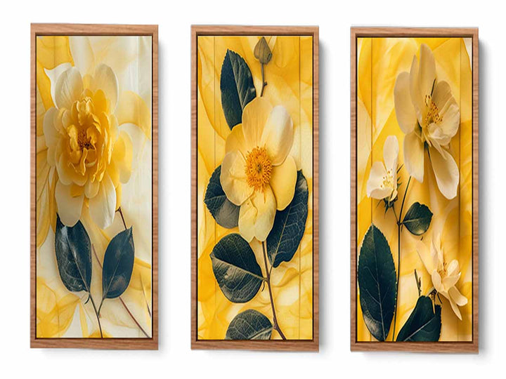 Botanical Yellow Flowers  - 3 Piece Set