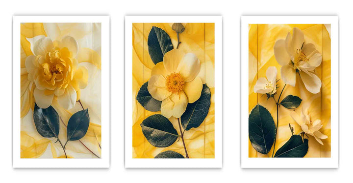 Botanical Yellow Flowers  - 3 Piece Set