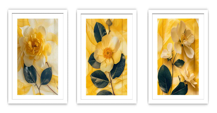 Botanical Yellow Flowers  - 3 Piece Set
