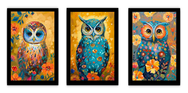 Owl  3 Piece  Art Set
